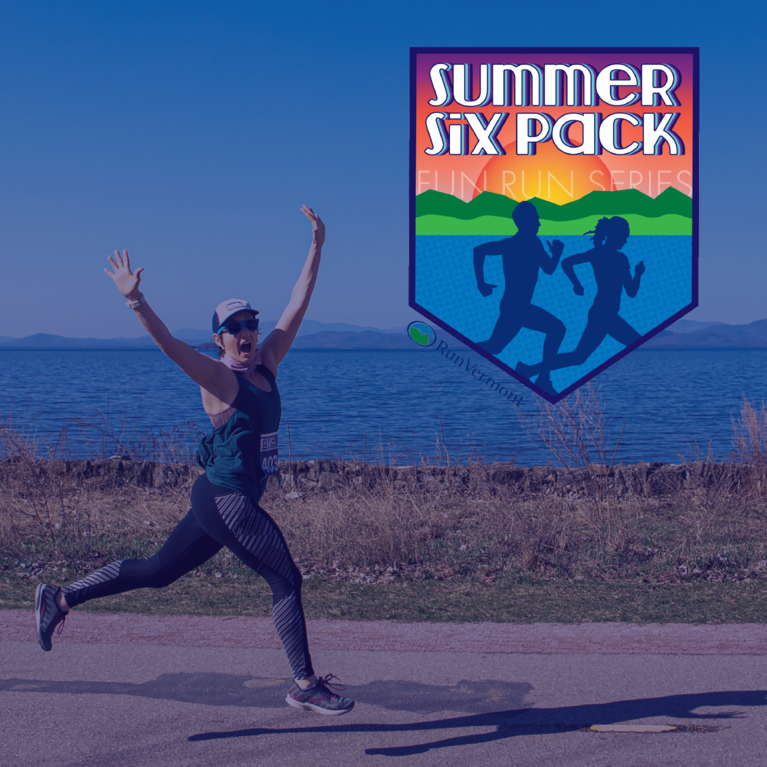 Summer Six Pack logo with runners in the background