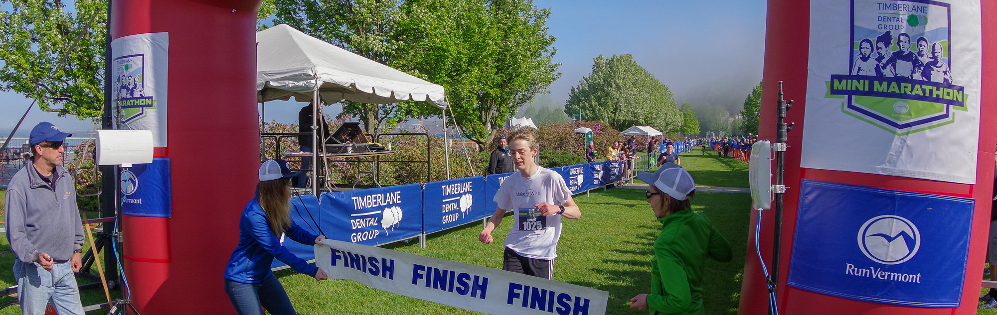 a Boy crossing the finish line